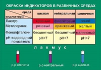 Таблица Окраска индикаторов в различных средах (винил) - «globural.ru» - Улан-Удэ